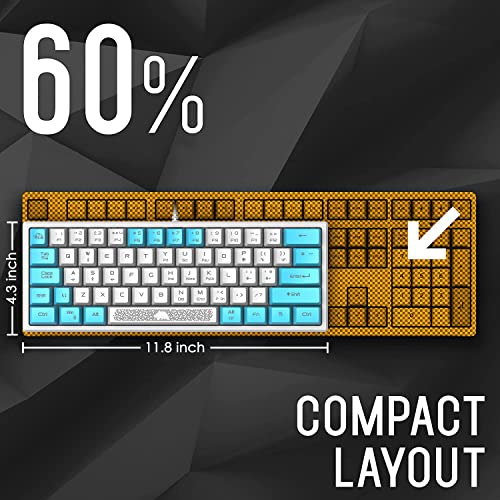 XINMENG 60% Gaming Keyboard and Mouse Combo Samll Mini RGB Backlight Mechanical Feeling and Mechanical RGB 6400 DPI Honeycomb Optical Mouse,Gaming Mouse pad for Gamers and Typists (White & Blue) - Image 3
