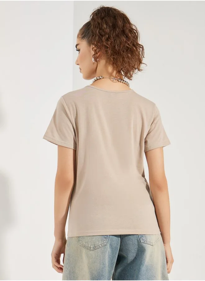 ستايلي Regular Fit Pintuck Detail T-Shirt