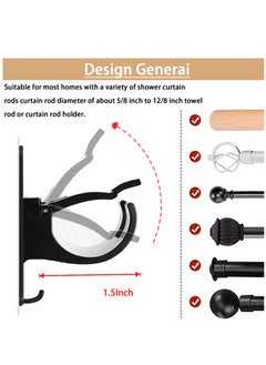 Excefore Self Adhesive Curtain Rod Bracket，Universal Plastic Curtain Rod Holders，Curtains rods no Drilling Self Adhesive Curtain Rod Holders，Suitable for Kitchen, Bathroom, Room(4 Pieces, Black)  - Image 2