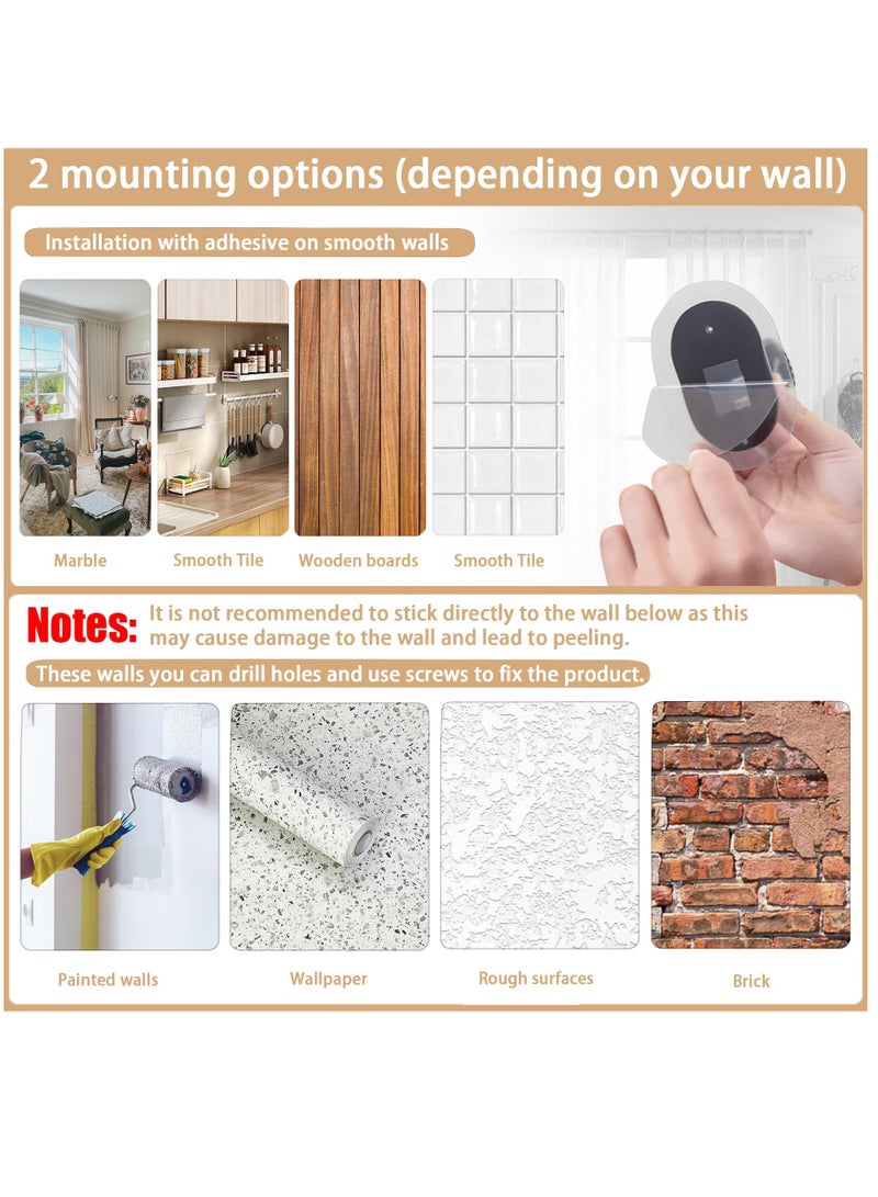 Excefore حامل قضبان الستائر ذاتية اللصق، حاملات قضبان الستائر البلاستيكية العالمية، حاملات قضبان الستائر ذاتية اللصق بدون حفر، مناسبة للمطبخ، الحمام، الغرفة (4 قطع، أسود) - Image 4