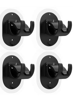 Excefore Self Adhesive Curtain Rod Bracket，Universal Plastic Curtain Rod Holders，Curtains rods no Drilling Self Adhesive Curtain Rod Holders，Suitable for Kitchen, Bathroom, Room(4 Pieces, Black)  - Image 1