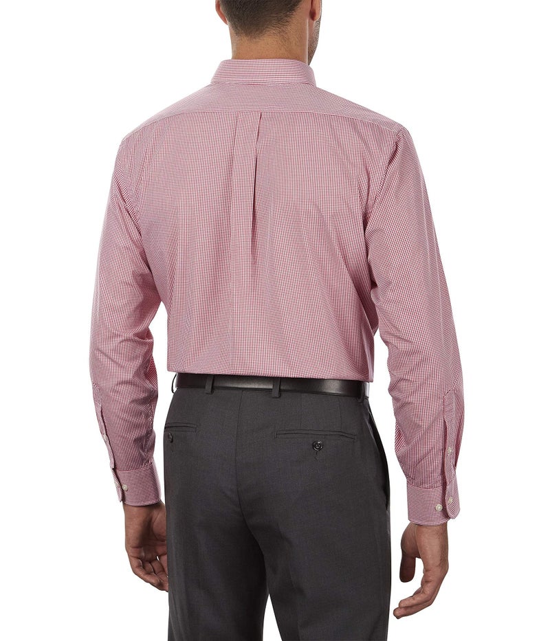 Van Heusen Men's Regular Fit Gingham Button Down Collar Dress Shirt, Red Henna, 19.5"-20" Neck 36"-37" Sleeve - Image 2