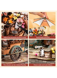 Robotime 3D Puzzles For Adults Diy Model Kit To Build Floral Cart Wooden Puzzle Craft Kit Toy Hobby Gift Home Decor  - Image 3
