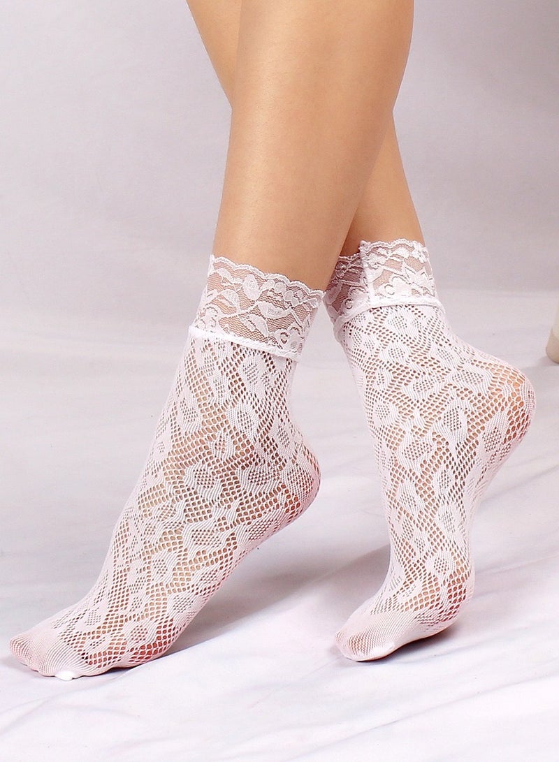 YANCI 6 pairs of Lace women's ankle socks - women's fishnet ankle socks - thin breathable lace socks - mid leg mesh socks - ins lace boat socks - Image 3