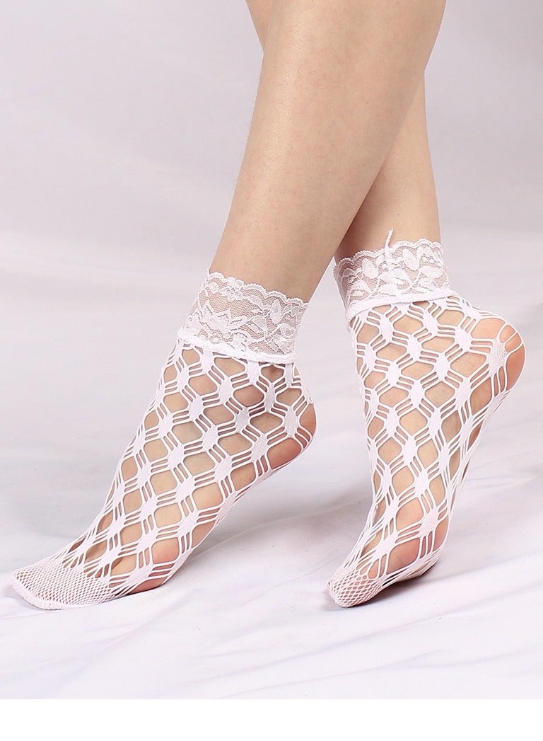 YANCI 6 pairs of Lace women's ankle socks - women's fishnet ankle socks - thin breathable lace socks - mid leg mesh socks - ins lace boat socks - Image 5