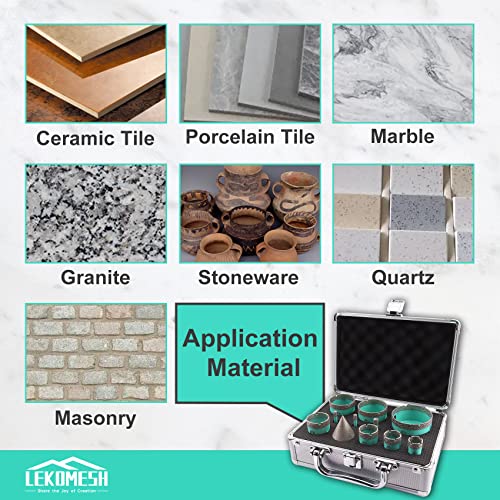 LEKOMESH Diamond Core Drill Bits Set 11pcs Tile Hole Saw Kit Triangle Shank(6/6/8/20/25/28/35/45/50/65mm/35mm Diamond Chamfer bits) - Image 4