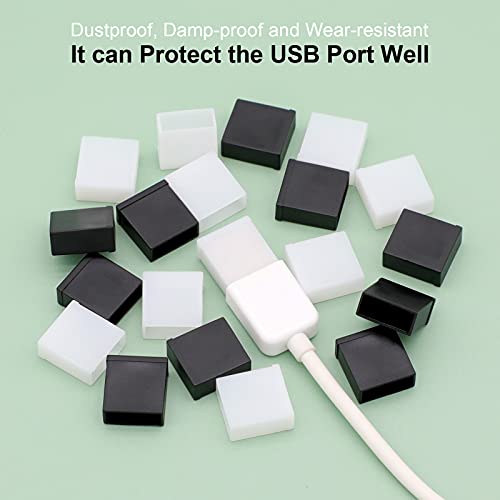 BUSHIBU USB Cover Cap, 20 Pcs Black Clear Plastic USB A Male Anti-Dust Plug Cover - Image 3