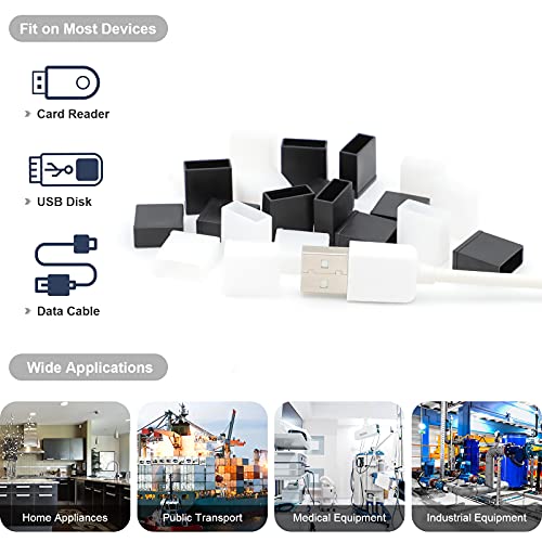 BUSHIBU USB Cover Cap, 20 Pcs Black Clear Plastic USB A Male Anti-Dust Plug Cover - Image 4