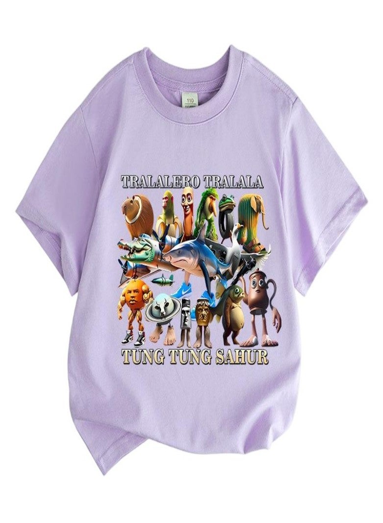 tung tung tung Sahur Unisex Short Sleeve Stylish Top TShirt cotton Tee for Boys Girls Kid Children - Image 1