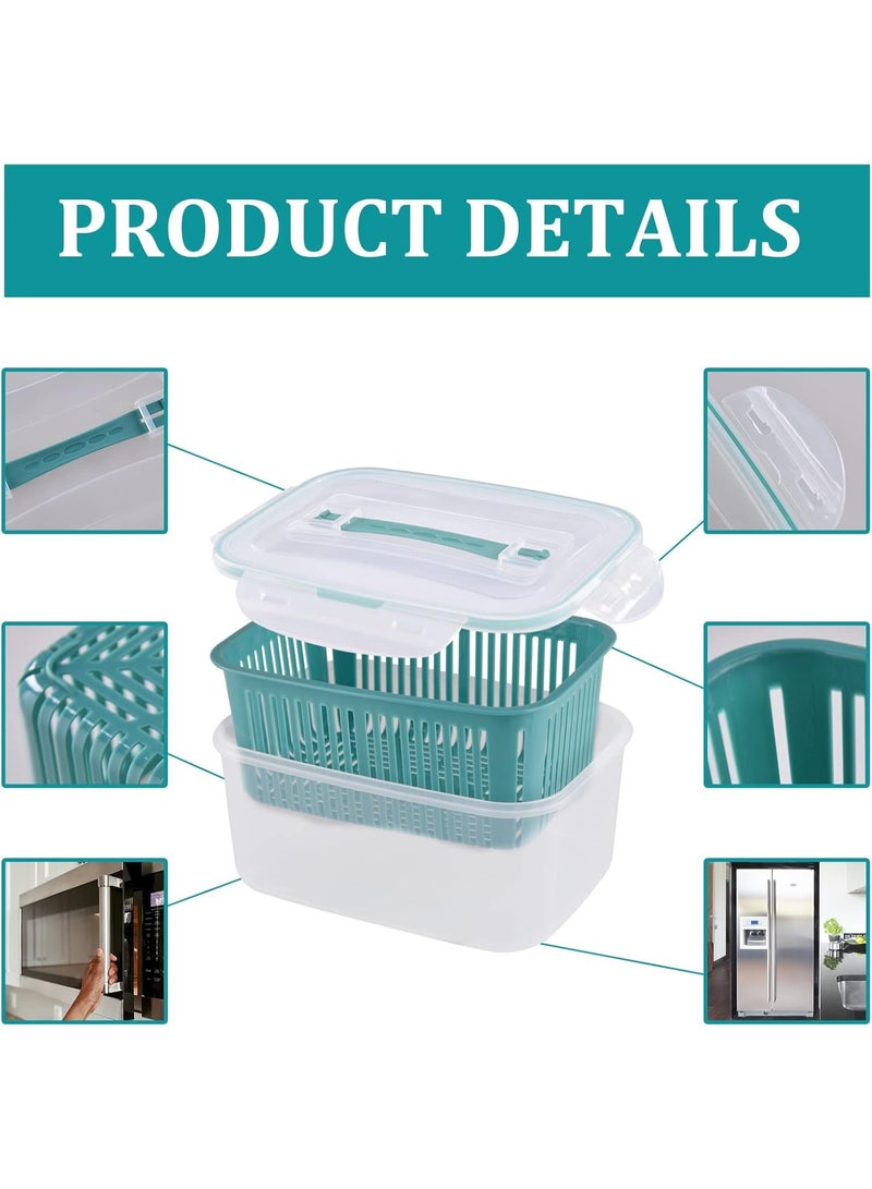 كيتشينو علب لتخزين الطعام للثلاجة من البلاستيك حافظة للمواد الغذائية قابلة للتكديس مكونة 5 قطع لتنظيم الثلاجة مع سلال تصريف للفواكه والخضروات وسلطة الفواكه - Image 4