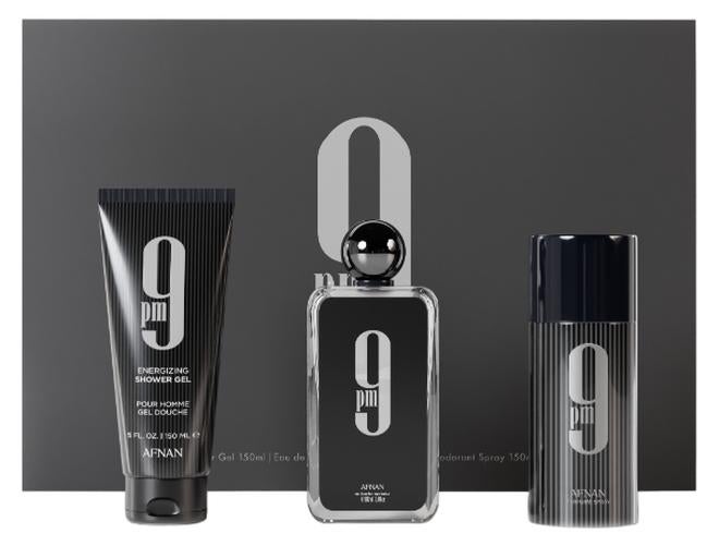 Afnan Gift Set 9 Pm Eau De Parfum 100 Ml + Deodorant 150 Ml + Shower Gel 150 Ml, Perfume Gift Set For Men - Image 1