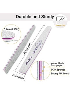 maycreate MAYCREATE® 10PCS Nail Files, Professional Nail Filer and Buffer, Curved Fingernail Files, 100/180 Grit with 240 Grit for Smooth Finishing, Sponge and PP Board for Home and Salon Use (Pink)  - Image 2