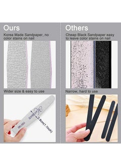 maycreate MAYCREATE® 10PCS Nail Files, Professional Nail Filer and Buffer, Curved Fingernail Files, 100/180 Grit with 240 Grit for Smooth Finishing, Sponge and PP Board for Home and Salon Use (Pink)  - Image 4