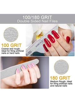 maycreate MAYCREATE® 10PCS Nail Files, Professional Nail Filer and Buffer, Curved Fingernail Files, 100/180 Grit with 240 Grit for Smooth Finishing, Sponge and PP Board for Home and Salon Use (Pink)  - Image 5