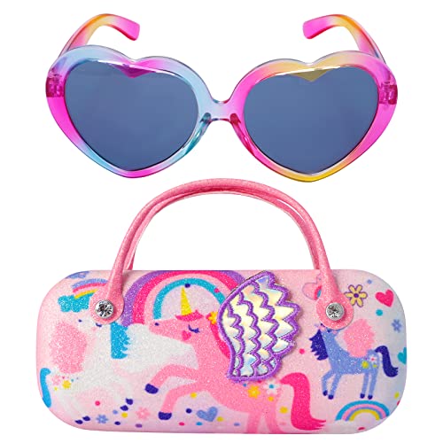 PinkSheep Sunglasses for Girls Baby Kids Polarized Sunglass with Case Unicorn Heart Glasses UV400 Protection Plastic Frame - Image 1