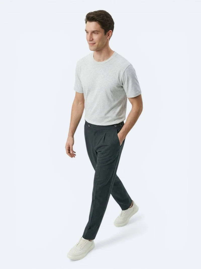 Kip Grey Plain Cotton Blended T-Shirt