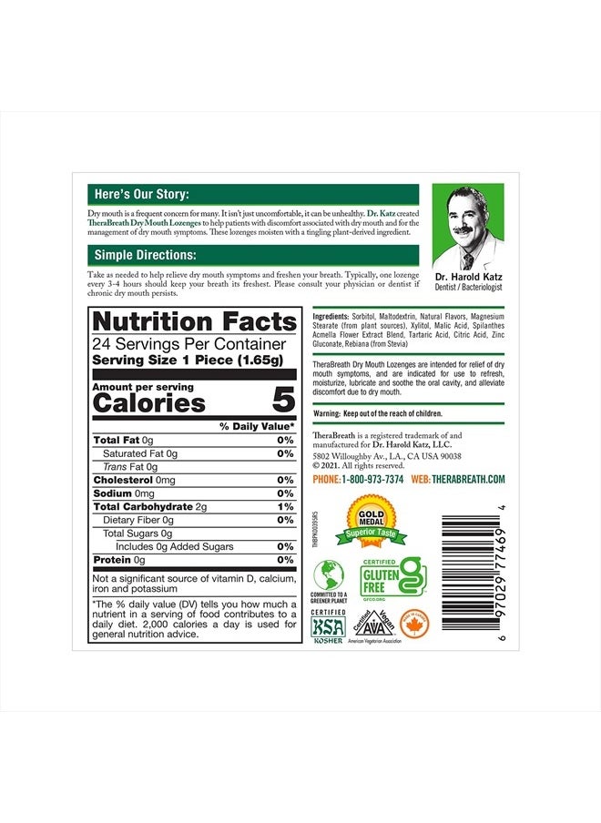 TheraBreath Dry Mouth Lozenges with ZINC, Tart Berry Flavor, 24 Lozenges  - Image 2