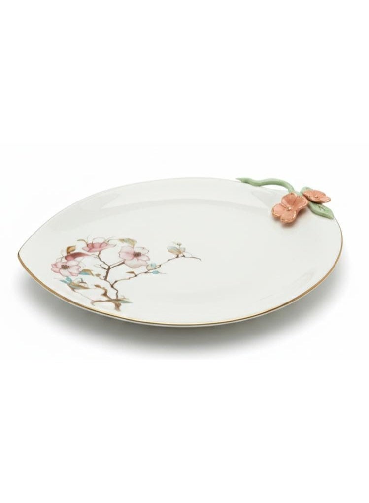 AKDC Angela Floral Elegance 3-Piece Ceramic Serving Plate Set – White (25×30 cm) - Image 2
