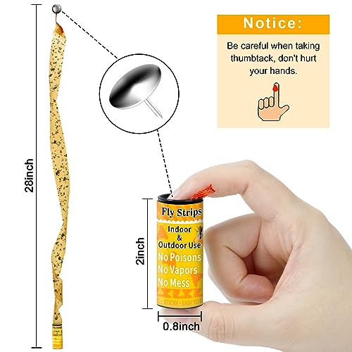 Glovv Fly Strips Trap Indoor Sticky Hanging, 40 Pack Fly Paper Traps Outdoor, Flies Tape Paper Ribbon Rolls for Home Kitchen, Fruit & Bug Gnat Catchers for Inside, Killer for Winged Insect - Image 5