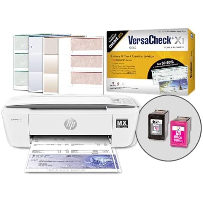 HEWLETT PACKARD HP DESKJET 3755 MX MICR CHECK PRINTER GOLD CHECK PRINTING SOFTWARE BUNDLE, (3755MX) - Image 1