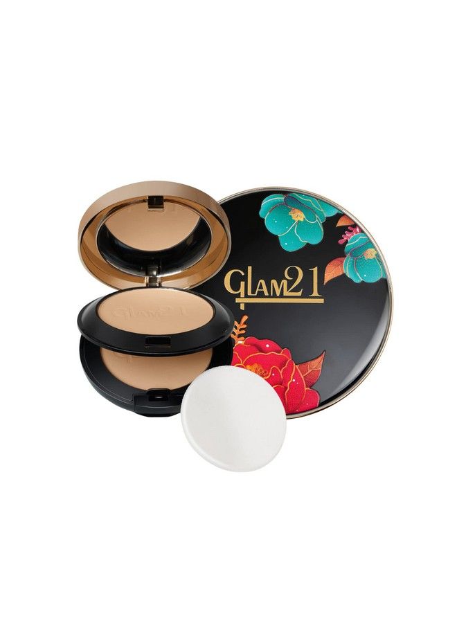 Glam 21 غلام 21 "2 في 1" بودرة مضغوطة عالية الدقة؛ خالية من الزيت، مقاومة للماء، مقاومة للعرق؛ تدوم طويلاً؛ مناسبة للبشرة الدهنية؛ كستناء 20 غرام - Image 1