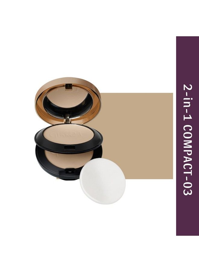 Glam 21 غلام 21 "2 في 1" بودرة مضغوطة عالية الدقة؛ خالية من الزيت، مقاومة للماء، مقاومة للعرق؛ تدوم طويلاً؛ مناسبة للبشرة الدهنية؛ كستناء 20 غرام - Image 3