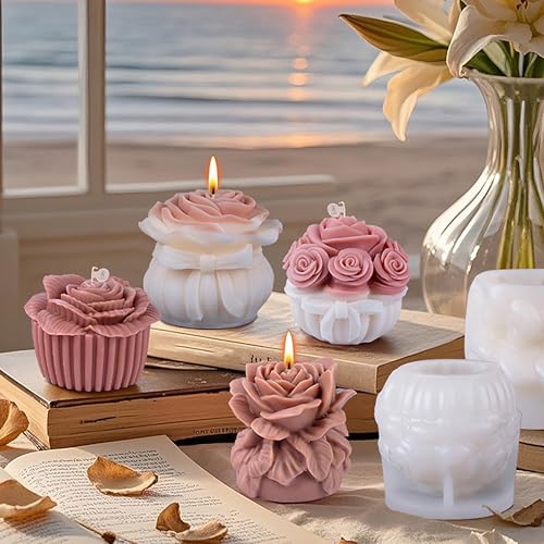 EVERELAM Rose Flower Succulent Bud Cylinder Silicone Wave Spiral Candle Mold - Silicone Resin Casting Molds for Candle & Resin & Soap Craft Supplies - Image 4