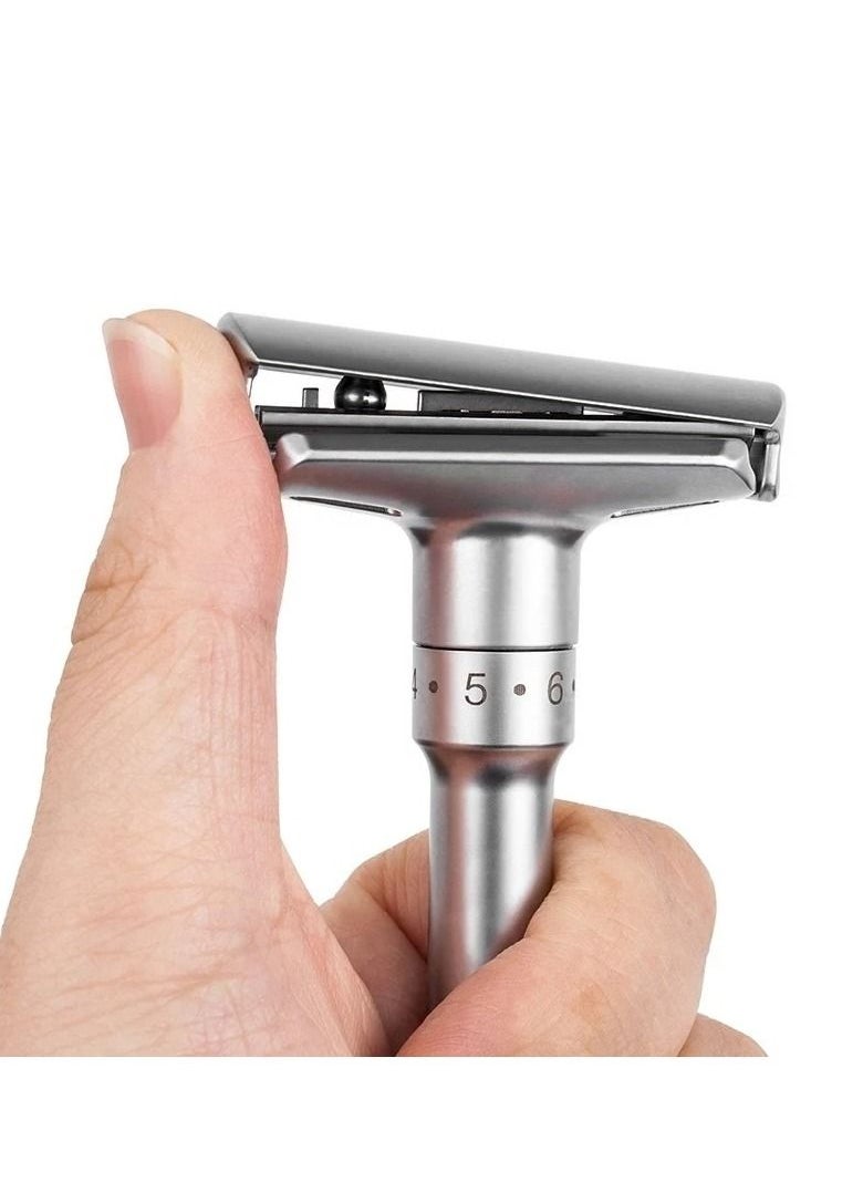 Adjustable Sharpness Double Edge Safety Razor Set Black with 5 Blades