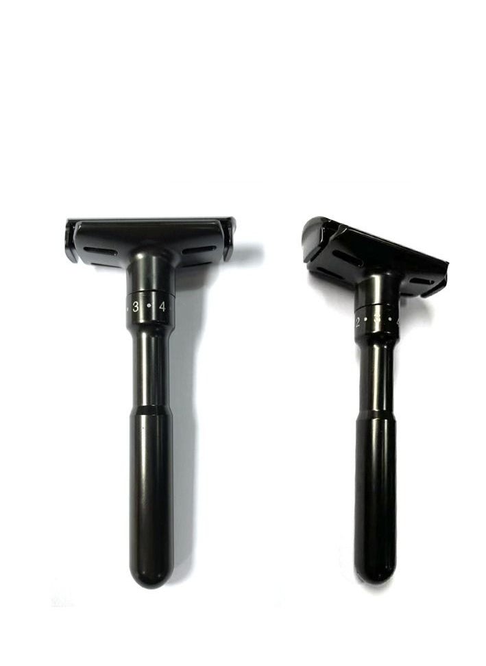 Adjustable Sharpness Double Edge Safety Razor Set Black with 5 Blades