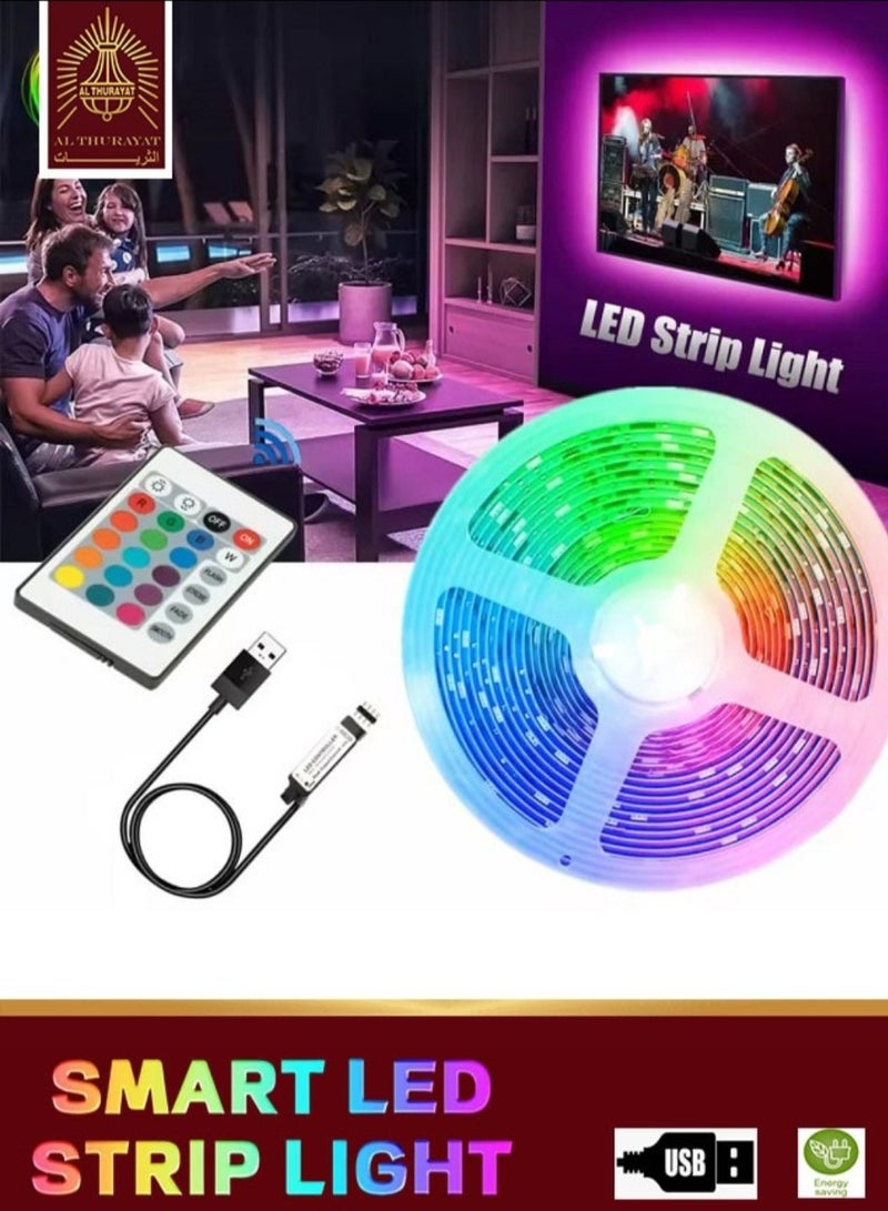 الثريات شريط إضاءة LED مرن 3 متر للديكور المنزلي والمطبخ وغرفة النوم والسيارة والدراجة والفندق والبار الخارجي والحفلات والحديقة وسطح المكتب والتلفزيون بمنفذ USB  - Image 1