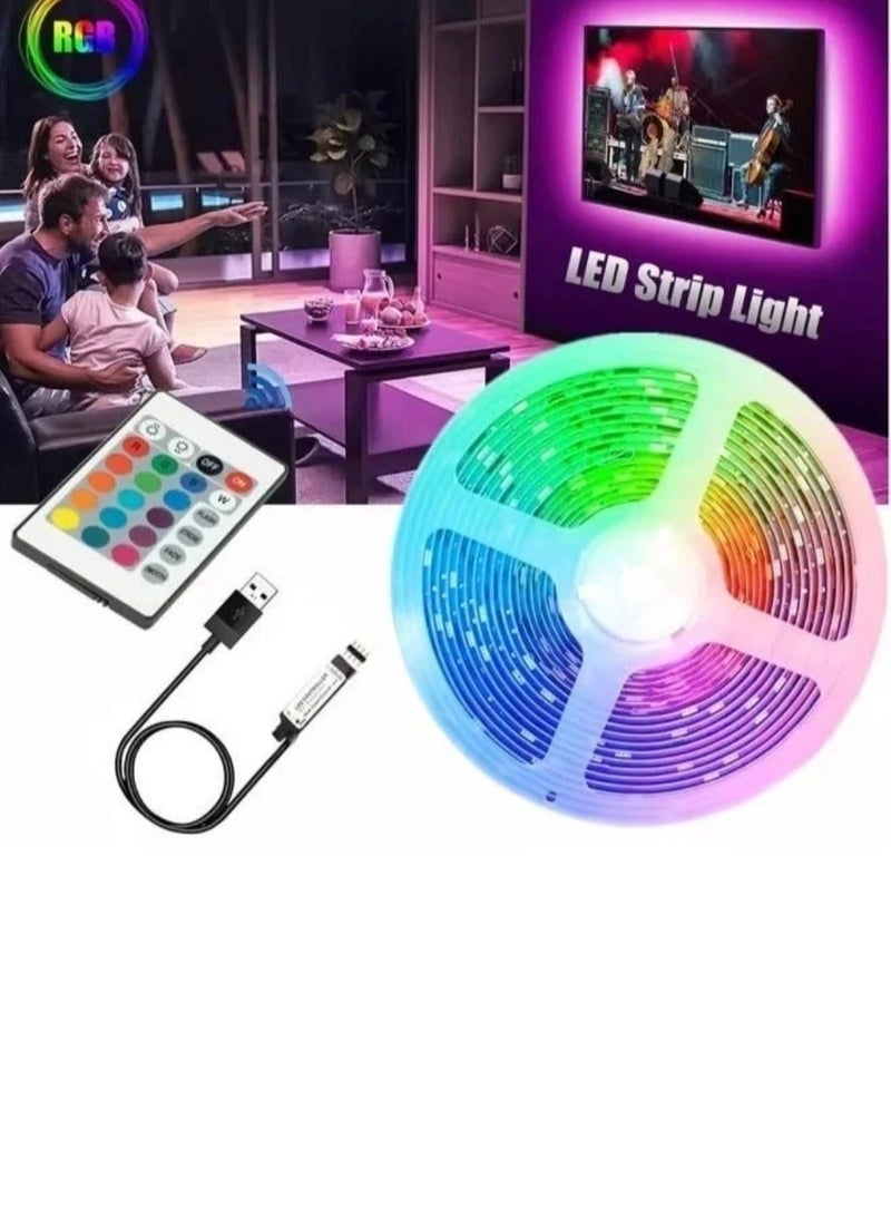 الثريات 3 متر-شريط إضاءة LED RGB يعمل USB مع ريموت كنترول – إضاءة خلف التلفزيون وغرف النوم والألعاب متعددة الألوان وسهلة التركيب - Image 1