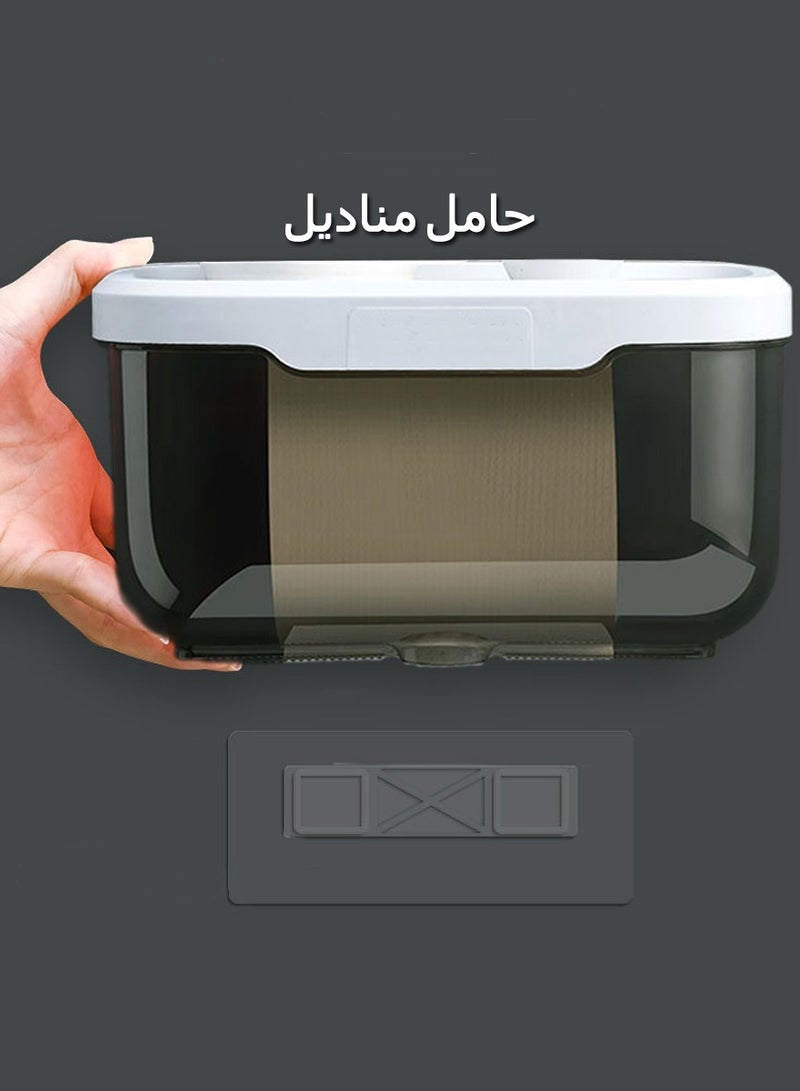 WangPangZi Wall Mounted Waterproof Toilet Paper Holder Gray Multifunction Bathroom Roll Dispenser Cat Proof No Drilling for Home Use - Image 1