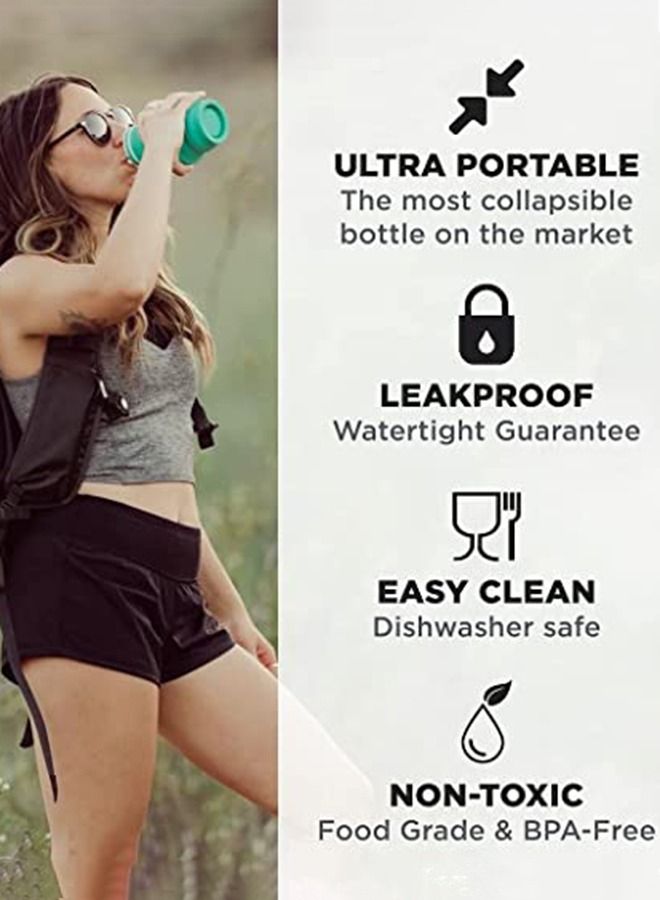 Taiahiro Collapsible Water Bottle, 17oz Flip-Top Lid | Ultra-Packable, Travel-Friendly, Food-Grade Silicone - Image 3