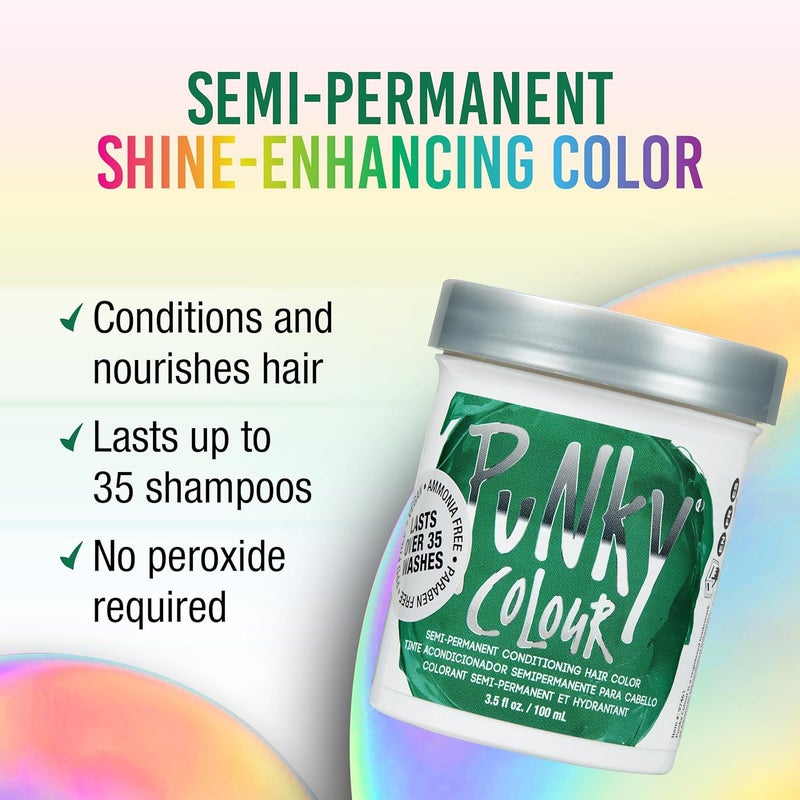 Punky Alpine Green Semi-Permanent Conditioning Hair Color - Vegan, PPD and Paraben Free, Lasts Up to 25 Washes, 3.5 oz - Image 2
