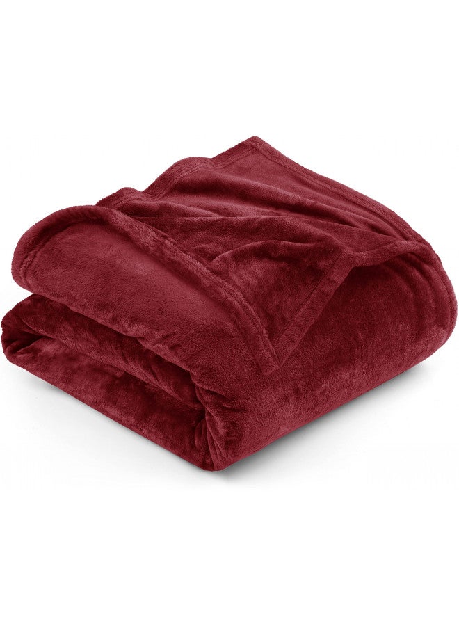 Utopia Bedding Utopia Bedding Fleece Blanket Twin Size Burgundy 300GSM Luxury Bed Blanket Anti-Static Fuzzy Soft Blanket Microfiber (90x66 Inches) - Image 1