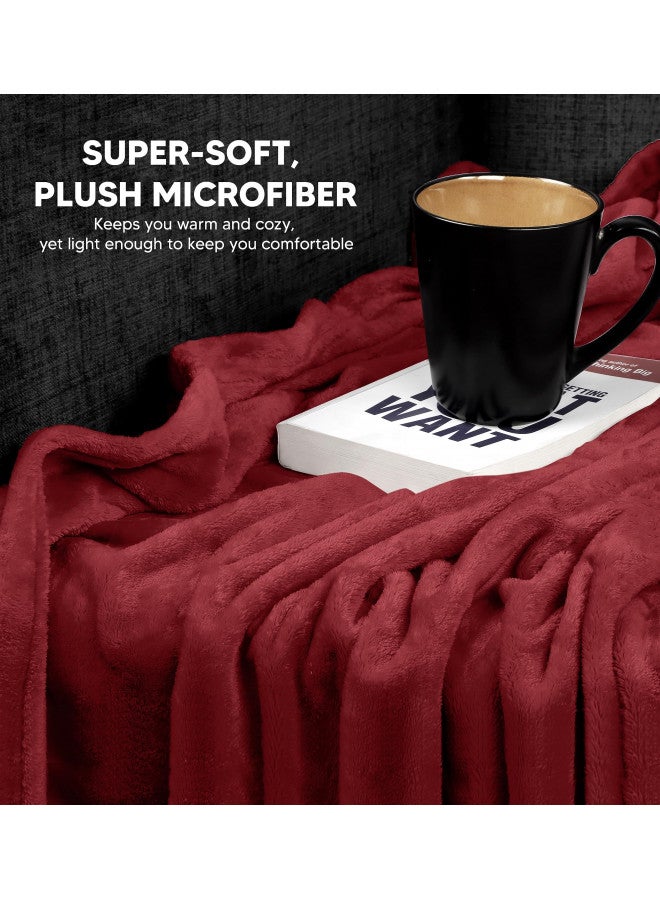 Utopia Bedding Utopia Bedding Fleece Blanket Twin Size Burgundy 300GSM Luxury Bed Blanket Anti-Static Fuzzy Soft Blanket Microfiber (90x66 Inches) - Image 3