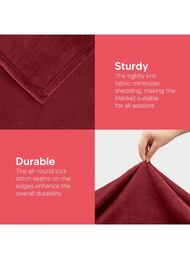 Utopia Bedding Utopia Bedding Fleece Blanket Twin Size Burgundy 300GSM Luxury Bed Blanket Anti-Static Fuzzy Soft Blanket Microfiber (90x66 Inches) - Image 5