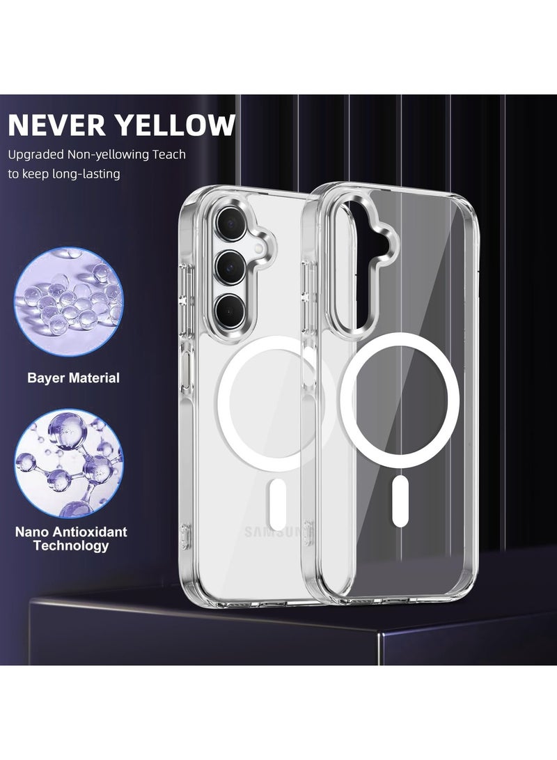 QIRG Crystal Clear Case Hard for Samsung Galaxy A16 [Compatible with Magsafe Wireless Charging] Yellowing Resistant Magnetic Phone Cases Clear - Image 2