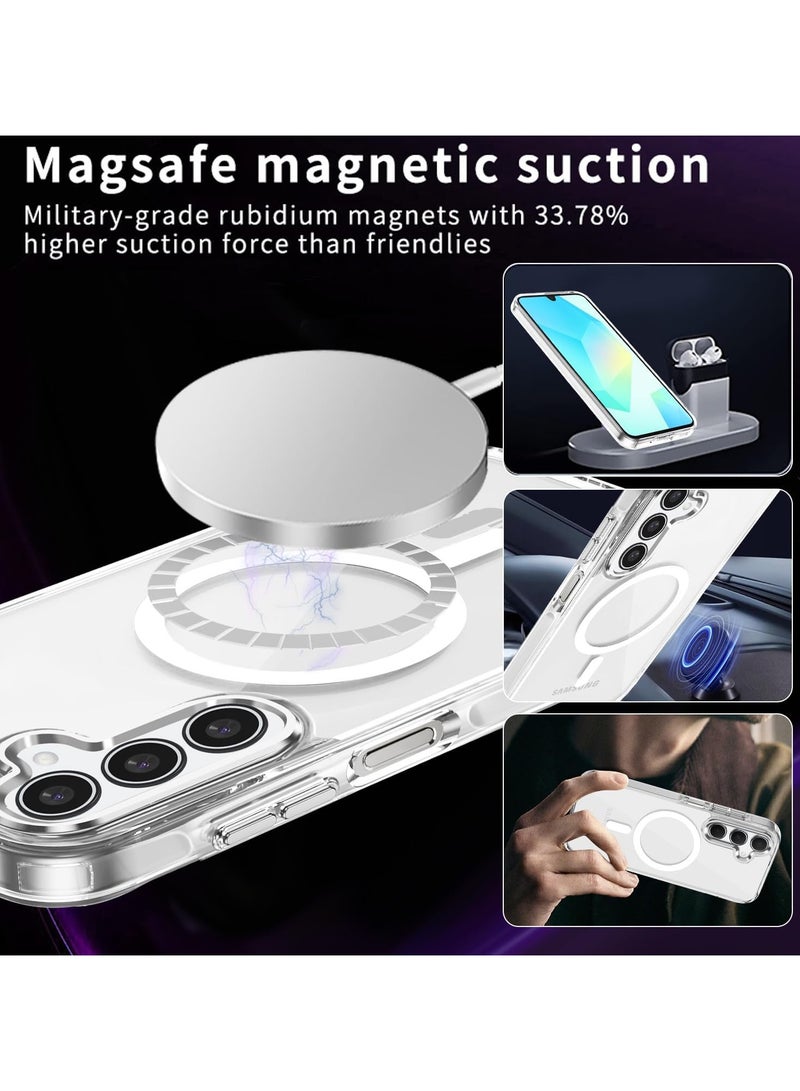 QIRG Crystal Clear Case Hard for Samsung Galaxy A16 [Compatible with Magsafe Wireless Charging] Yellowing Resistant Magnetic Phone Cases Clear - Image 3