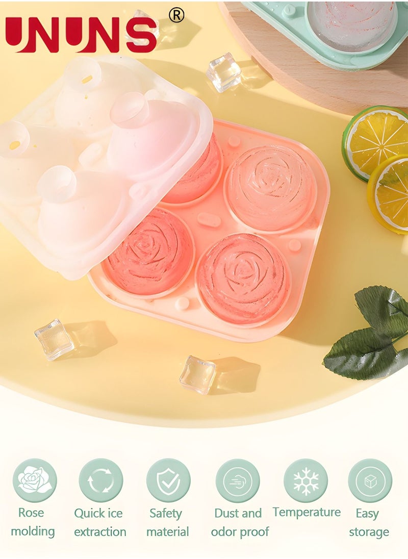 UNUNS - 2Pcs Ice Cube Tray, Bear Ice Tray and 3D Rose Ice Molds for Freezer, Cute Shaped Ice Cube Mold with Funnel Lid for Chilled Drinks, Cocktails Juice and More - Image 1