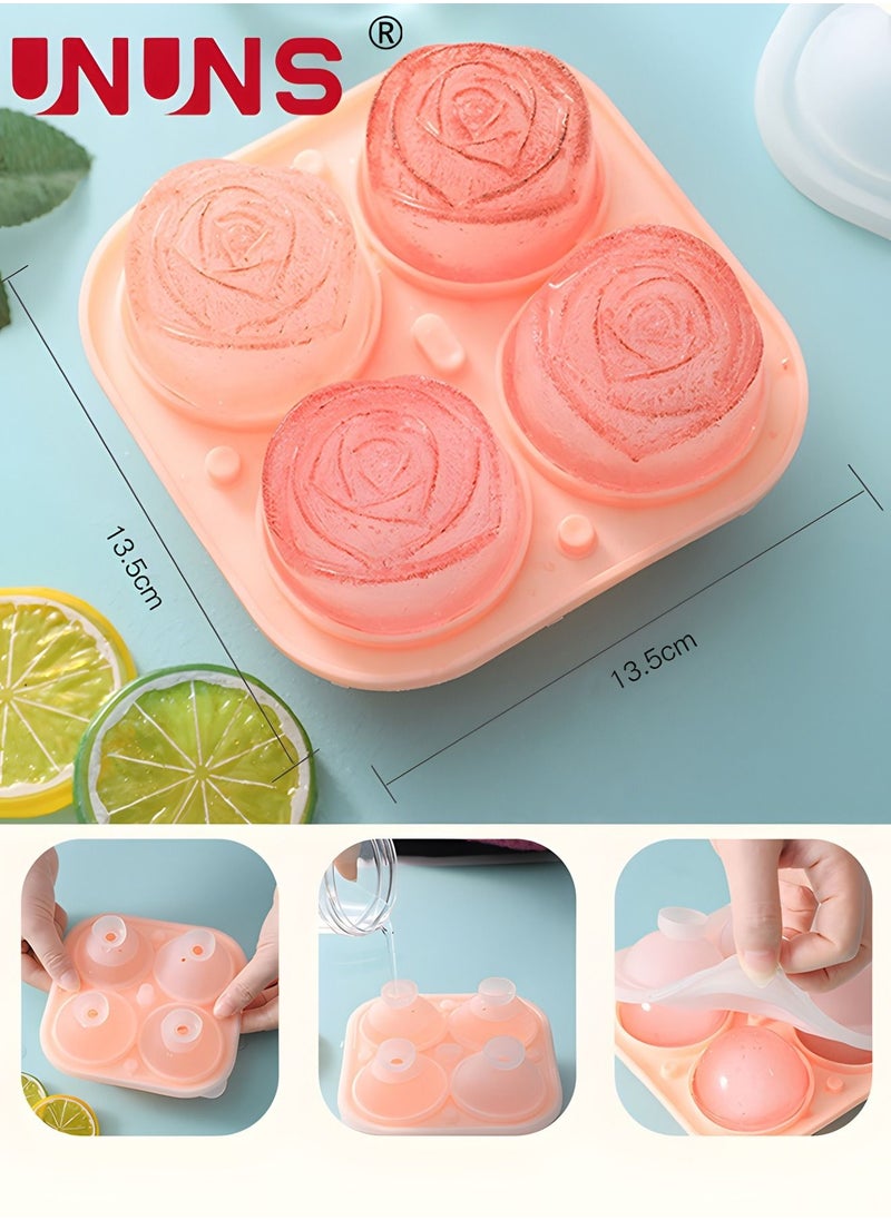 UNUNS - 2Pcs Ice Cube Tray, Bear Ice Tray and 3D Rose Ice Molds for Freezer, Cute Shaped Ice Cube Mold with Funnel Lid for Chilled Drinks, Cocktails Juice and More - Image 1