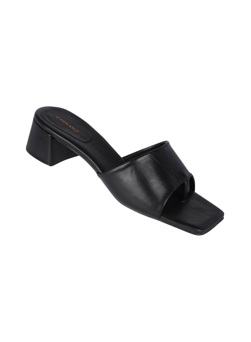 Carrano Ladies Open Mule Classic  Leather Block Heel 155350 Cab0902 - Image 1