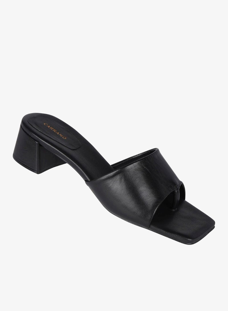 Carrano Ladies Open Mule Classic  Leather Block Heel 155350 Cab0902 - Image 1
