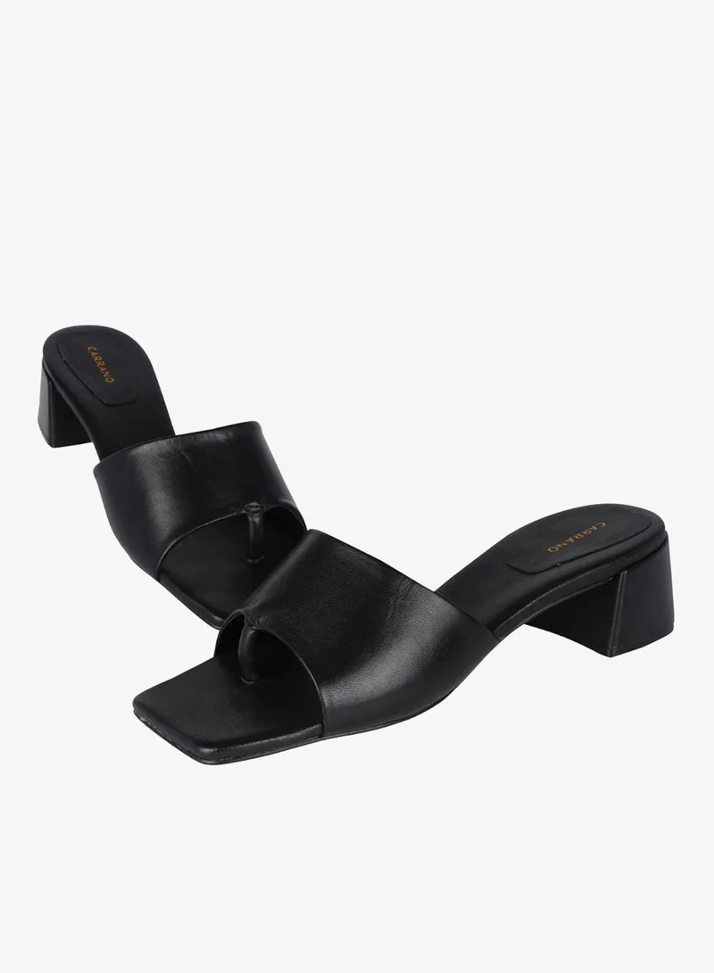 CARRANO Carrano Ladies Open Mule Classic  Leather Block Heel 155350 Cab0902