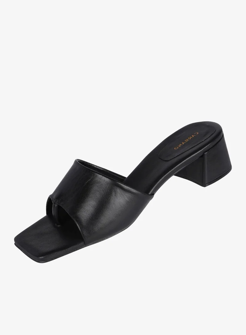 Carrano Black Carrano Ladies Open Mule Classic  Leather Block Heel 155350 Cab0902 for Women | Best Price UAE