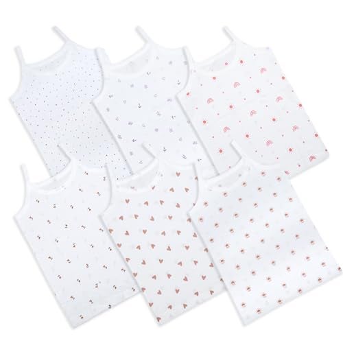 REVOLTEK Printed Vest baniyan Cotton Inner wear for Baby wear Sleeveless Undershirts for Kids Sando ganji Tank-Tops Toddler Girls/Boys Pack of 6 (White-2, 2-3 Years) - Image 1