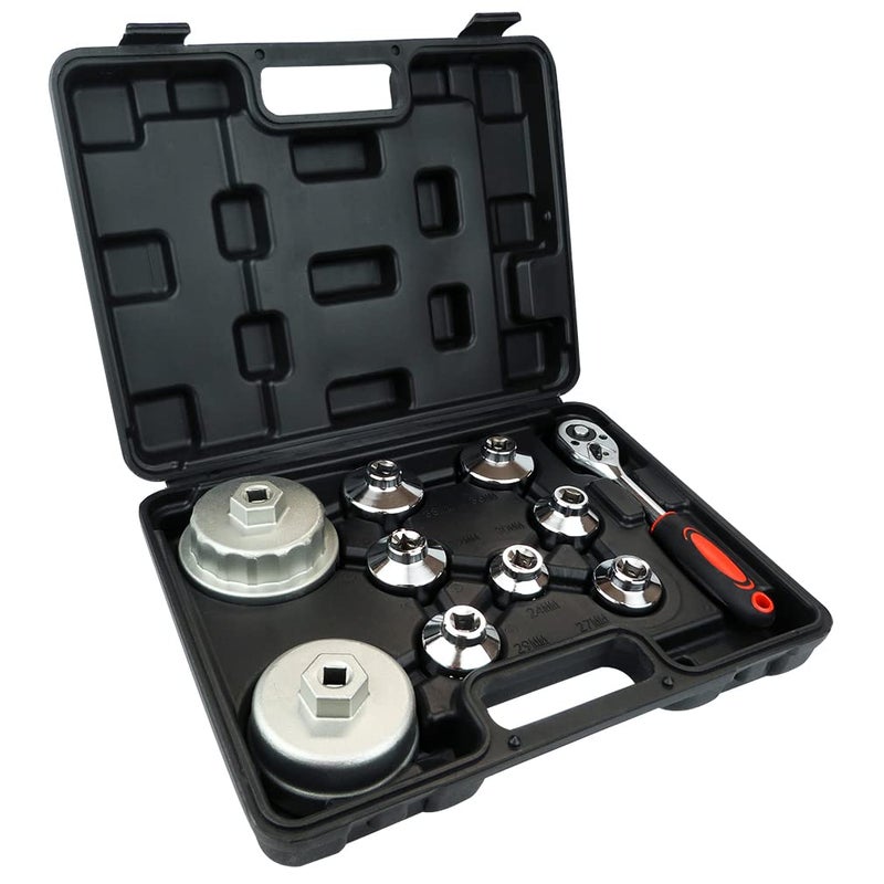 Oil Filter Socket Set 10PCS Oil Filter Wrench Set 24mm27mm29mm30mm32mm36mm38mm64mm Filter Removal Tool for ToyotaBMW Mercedes VW