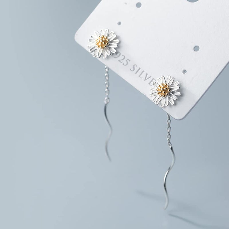 SLUYNZ أقراط دائمة من الفضة الإسترلينية 925 على شكل زهرة للنساء والفتيات المراهقات (A-SILVER) - Image 4