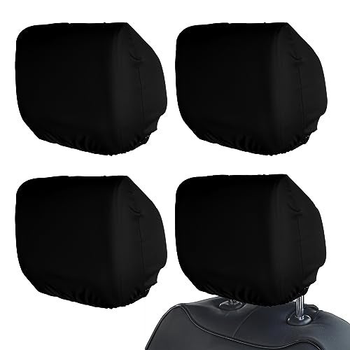gunhunt 4 PCS Headrest Cover DirtProof Headrest Protector Comfortable Universal Fit for Most Cars Vans Trucks Black - Image 1