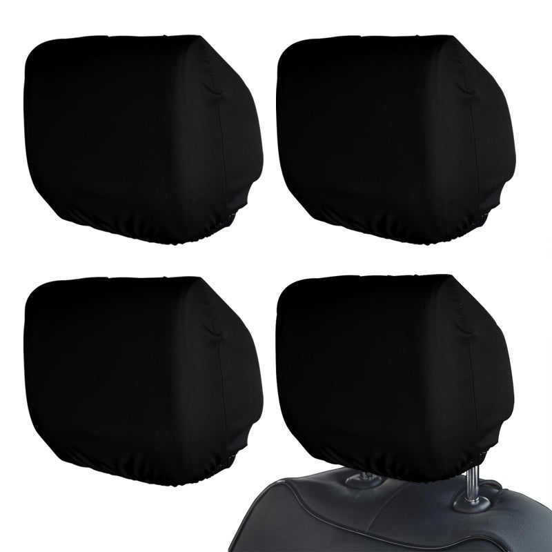 gunhunt 4 PCS Headrest Cover DirtProof Headrest Protector Comfortable Universal Fit for Most Cars Vans Trucks Black - Image 3